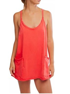 Free People Hot Shot Mini Dress Coral Medium